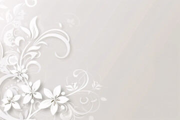 Floral and swirl elements on a soft beige backdrop