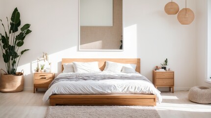 Fototapeta na wymiar Dazzling contemporary bedroom revealing an unmade bed and sleek style 