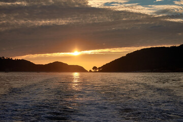 The Cies Islands in Galicia Spain at dusk © Uvamenfoto
