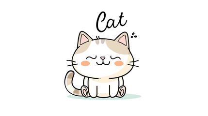 Happy Cartoon Cat - Illustration