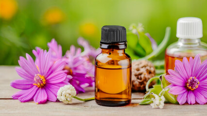 Obraz na płótnie Canvas Aroma therapy oils. Skin care concept with natural cosmetics