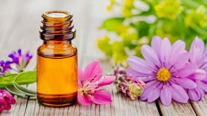 Obraz na płótnie Canvas Aroma therapy oils. Skin care concept with natural cosmetics