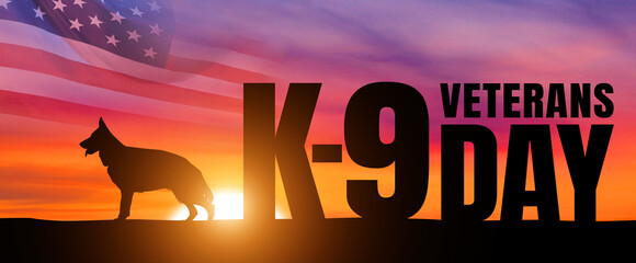 K-9 Veterans day. USA national flag. 3d illustration - obrazy, fototapety, plakaty