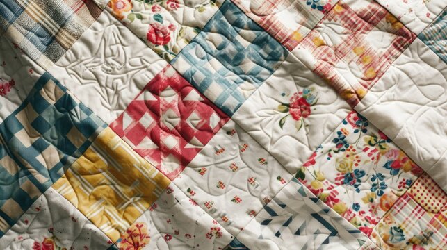 Cozy Patchwork Quilt Background for Bed and Card Design