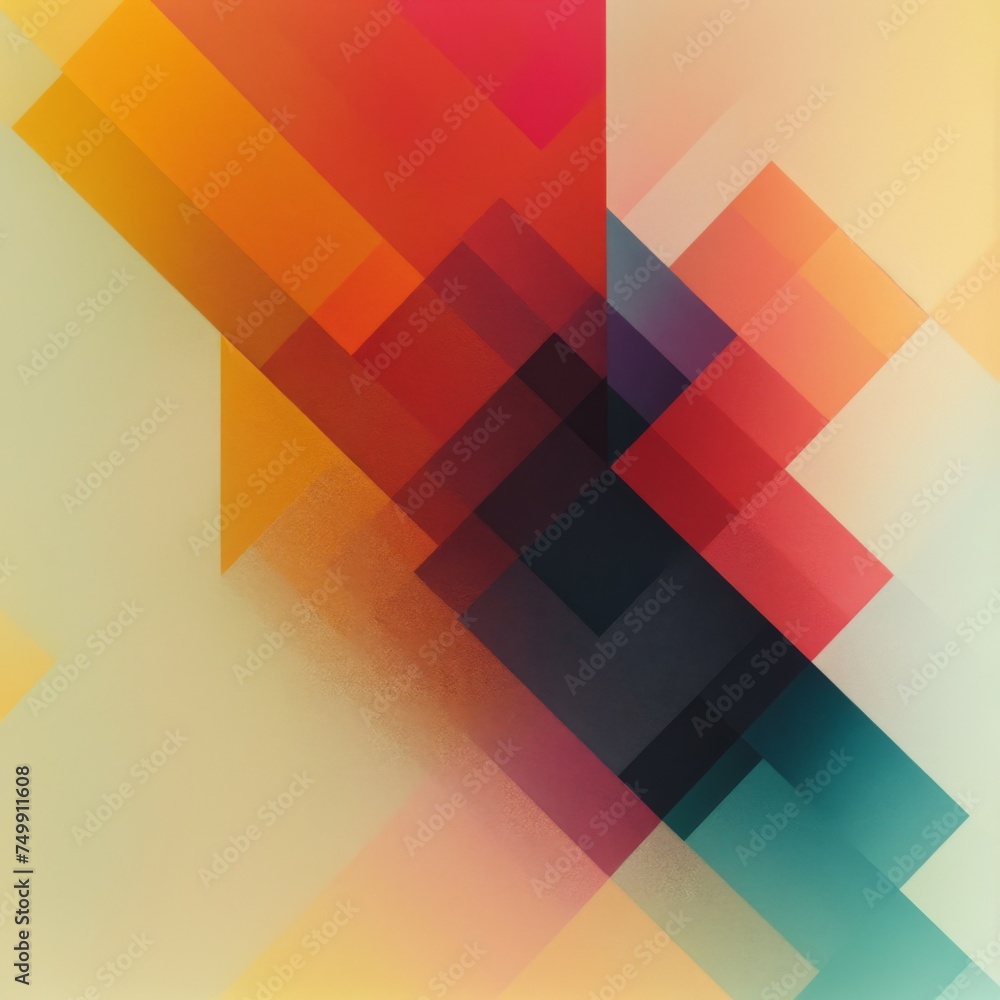 Poster energetic geometric composition with warm and cool color palette and subtle textures
