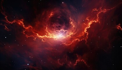 Colorful nebula rising start, red giant, black hole, deep space