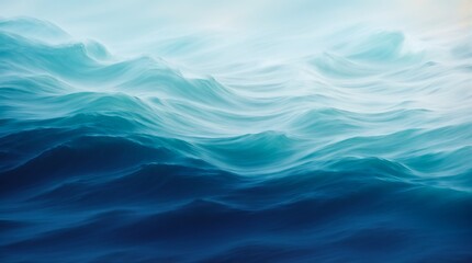 Ethereal blue waves softly undulating in a dreamy seascape of abstraction  - obrazy, fototapety, plakaty