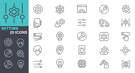 Setting line vector Icon set. Pixel perfect. Editable stroke. The set contains icons: maintenance, update, download stock illustration. Icon Symbol, Technology download, configuration, options - obrazy, fototapety, plakaty