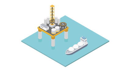 Oil extraction platform icon. Isometric of oil extraction platform vector icon for web design isolated on transparent background.