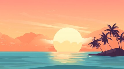 Fototapeta na wymiar an illustration of summer sunsets or the sun on the beach