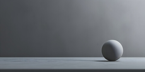 Table with ball on grey background. Banner Mock ap table for product and advertising. Concept template for advertising, poster, wallpaper with place for text