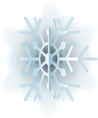 Blue Gradient silhouette of snowflake, element of winter festival decoration. Winter snow, Christmas pure miracle symbol. Simple colored vector icon isolated on white background