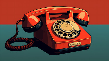 A vector image of an old-fashioned rotary phone.