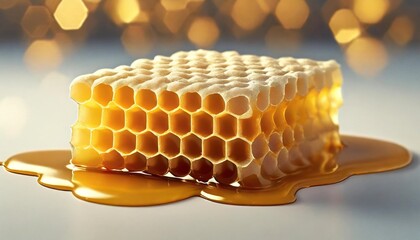honeycomb with honey on white background - obrazy, fototapety, plakaty