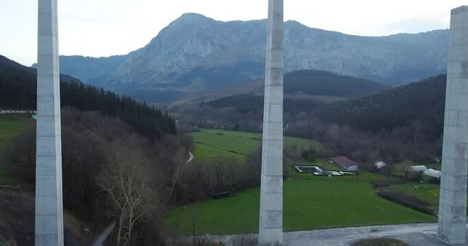 aerial view of TAV bridge in construction in the Basque Country