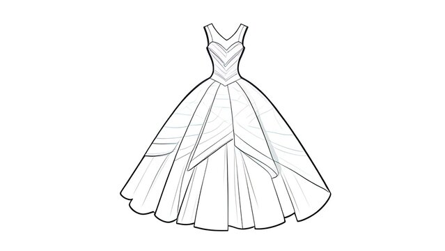art sketching of beautiful dress Sketch background. coloring page for coloring book for kids, teens, adult