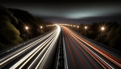 Fototapeta na wymiar long exposure highway lights generated