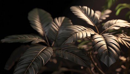tropical tree leaves foreground isolated