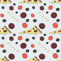 seamless pattern with pizza
