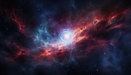 Fototapeta na wymiar Colorful nebula rising start, red giant, black hole, deep space
