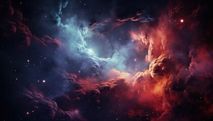 Colorful nebula rising start, red giant, black hole, deep space - obrazy, fototapety, plakaty