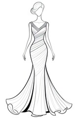 art sketching of beautiful dress Sketch background. coloring page for coloring book for kids, teens, adult