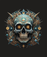 Skull head t-shirt vector illustration. Vector t-shirt art style.