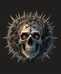 Skull head t-shirt vector illustration. Vector t-shirt art style.
