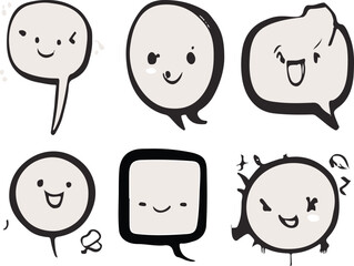 set of funny cartoon faces Speak bubble