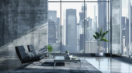 Minimalistic modern interior of luxury apartments. Real estate concept. Ai-generated. - 749919400