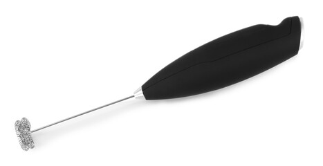 One milk frother wand isolated on white, top view