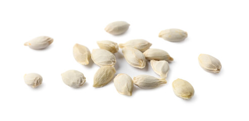 Many seeds of tangerine isolated on white