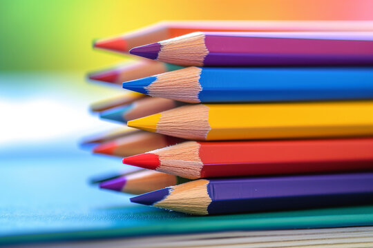 Color pencils with stack book