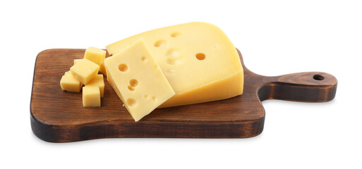 Cut fresh delicious cheese isolated on white