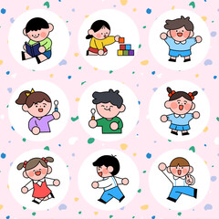 Young children doing various activities