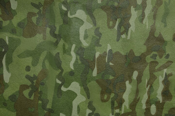 Texture of camouflage fabric as background, top view