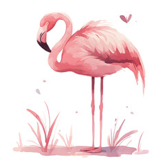 Cute pink watercolor flamingo