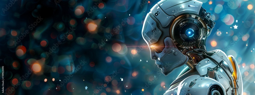 Poster robots and ai-powered devices , machine, and technological advancements in various industries.