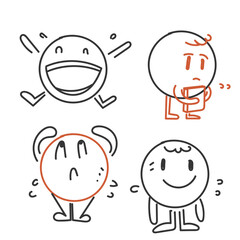 hand drawn doodle cute circle shape character collection