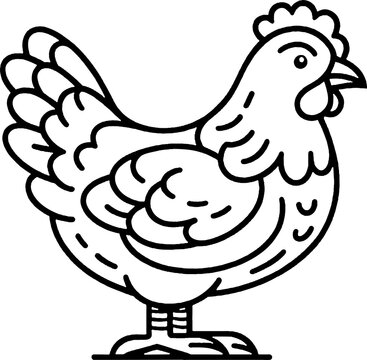 Une poule de pâques à colorier, dessin idéal pour livre coloriage enfant pendant les vacances. Dessin au trait. 