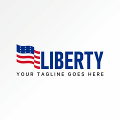 Logo design graphic concept creative premium vector stock abstract sign letter Liberty with unique american flag. Related to national statue new york