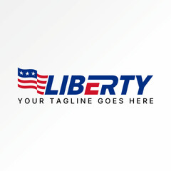 Logo design graphic concept creative premium vector stock sign abstract letter Liberty with unique american flag. Related to national statue new york
