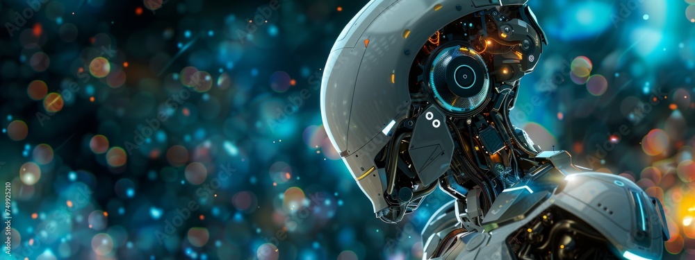 Poster robots and ai-powered devices , machine, and technological advancements in various industries.