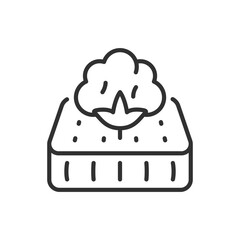 Cotton and mattress, linear icon. The naturalness and comfort of the material. Mattress material. Line with editable stroke