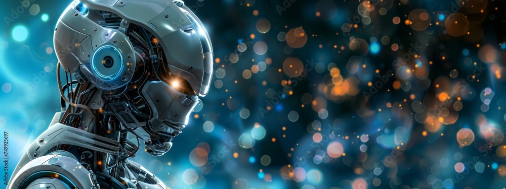 Poster robots and ai-powered devices , machine, and technological advancements in various industries.