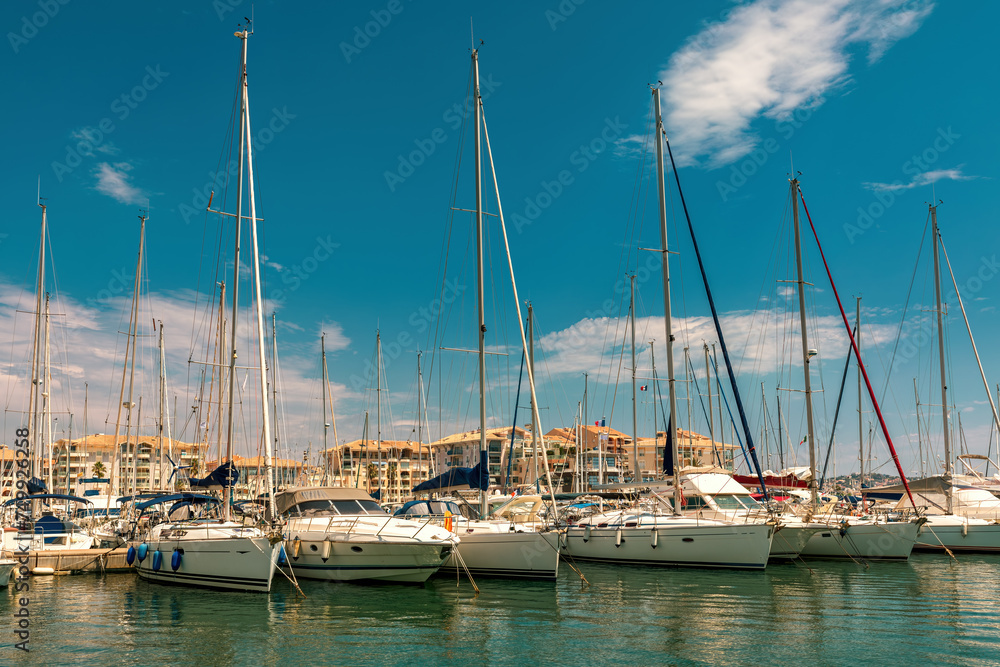 Wall mural yachts on marina in frejus, france.