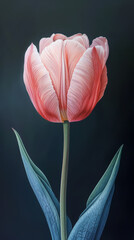 An elegant botanical illustration of a pink tulip with a subtle gradient background,ai generated