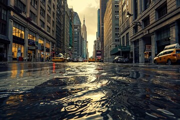 Flooding on the streets of a big city is generated AI