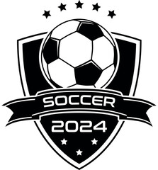 Sport, Fußball, Team, Mannschaft, Verein - Schild mit Fußball - Logo, Emblem, Label