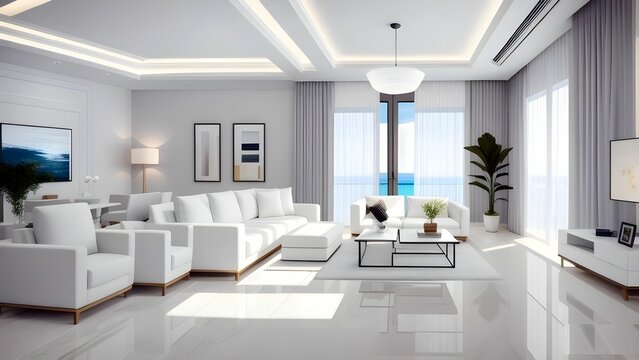 Interior of a marble living room
